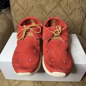Visvim Maliseet Shaman Folk Red Suede Moccasin Shoes Size 9.5 New $720 Retail!